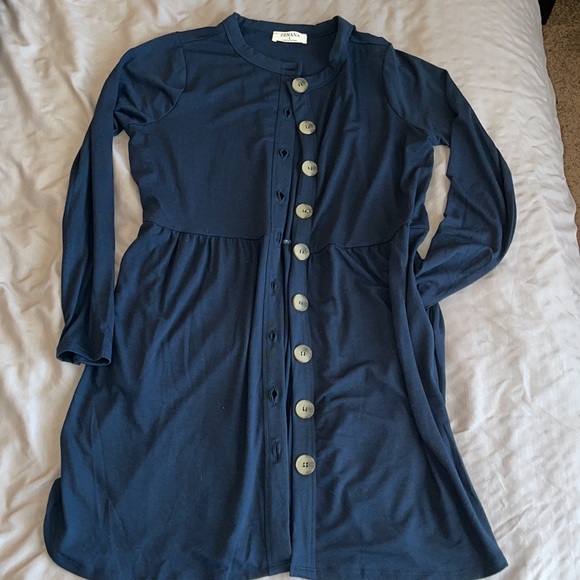 *BNWOT* Large Zenana Button Up Navy Cardigan - Picture 2 of 7